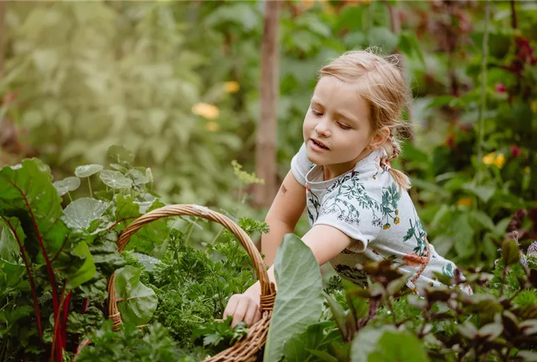 Mädchen mit Kräuterkorb